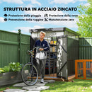 Capanno da Giardino con Lucernario in Acrilico 162x259x201 cm in Acciaio Grigio Scuro   