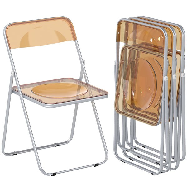 acquista Set 4 Sedie Pieghevoli Salvaspazio 47x48x75 cm in Acciaio e Acrilico Arancione