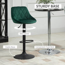 Set 2 Sgabelli da Bar 51,5x48x83-104 cm in Tessuto Effetto Velluto Verde