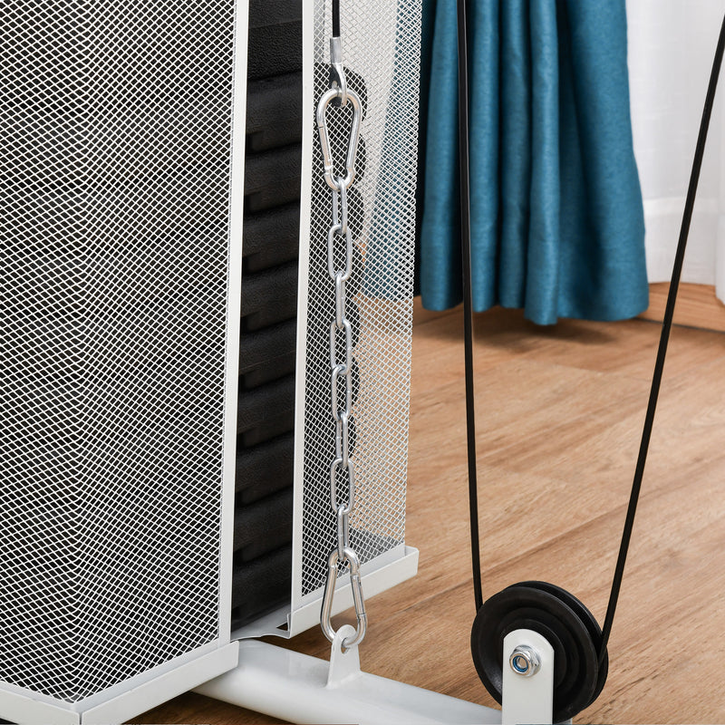 Stazione Fitness Multifunzione 150x110x210 cm in Acciaio e PU Bianco  