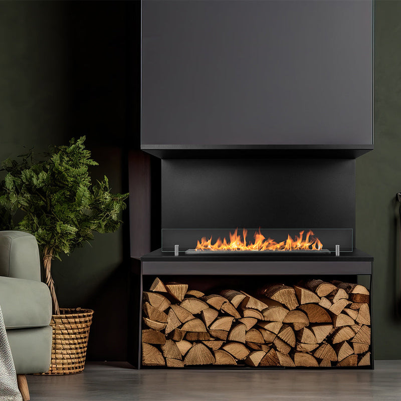 Camino a Bioetanolo da Incasso ad angolo 90x24,5x45 cm Trevi 90 Nero 