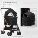 Passeggino per Cani Pieghevole 82x49,5x98 cm con Tettuccio Nero