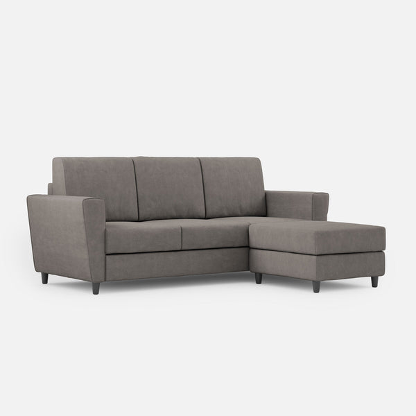 Divano 3 Posti con Pouf 212x155x85 cm Yasel in Tessuto Grigio acquista