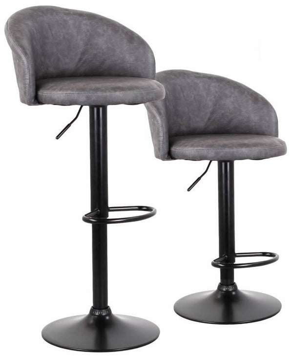 online Set mit 2 Hockern 51 x 44 x 60/80 cm in grau-schwarzem Kunstleder