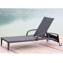 Lettino in Polirattan con Ruote e Schienale Reclinabile per Arredo Giardino