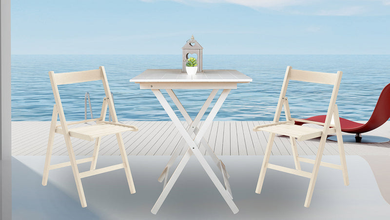 Set 4 Sedie Pieghevole 47,5x42,5x45/79 cm in Legno di Faggio FSC Bianca