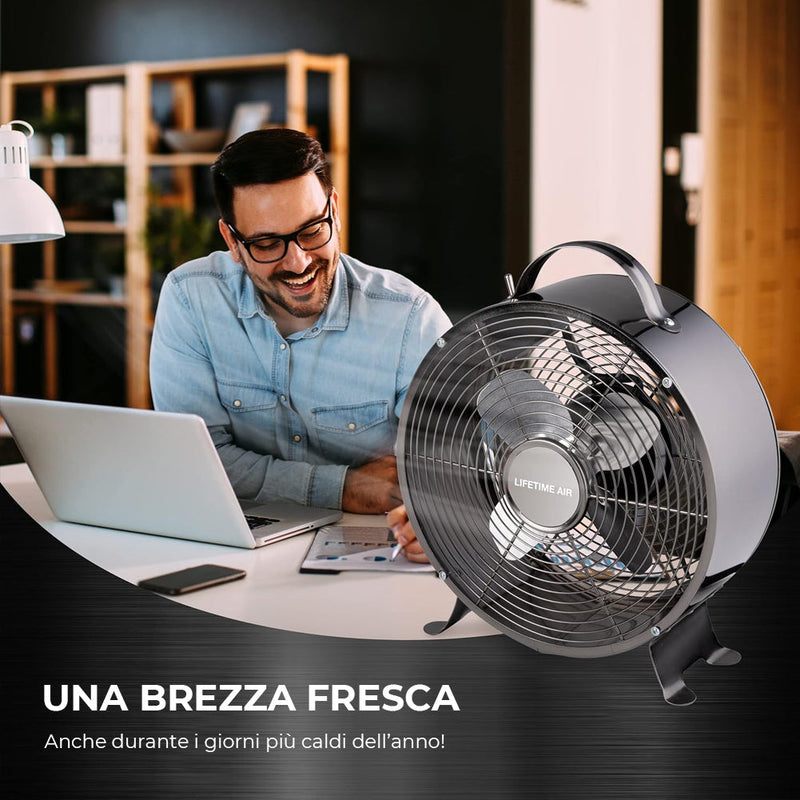 Ventilatore da Tavolo in Metallo Pala da 20cm Potenza 20 W 2 Livelli di Velocità 