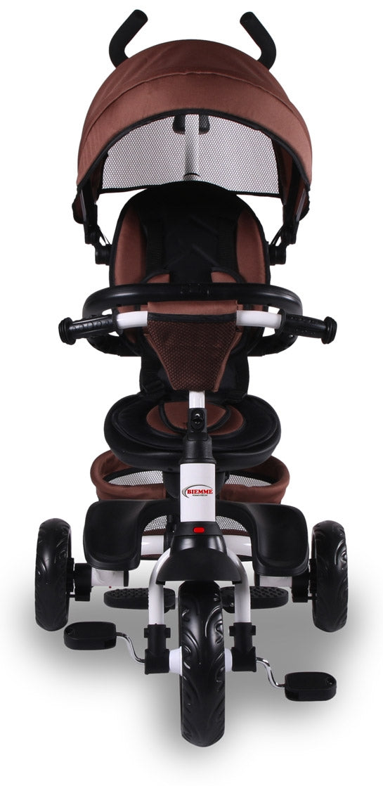 Passeggino Triciclo Pieghevole con Sedile Girevole 360° Kid Smile Elite Marrone