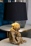 Lampada da Tavolo Dog Ø26x43,8 cm in Resina e Ferro e Tessuto Oro e Nero      