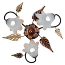 Plafoniera 3xE14 Montatura Marrone Ramato Vetro Bianco Sfumato Ambra E-Energy Giulia