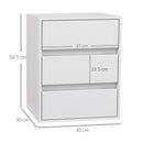 Cassettiera 3 Cassetti Moderna 40x30x50,5 cm in Legno Bianco    