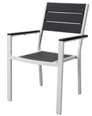 Set 4 Sedie da Giardino 58x55,5x88,5 cm in Polietilene e Metallo Grigio e Bianco