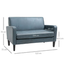 Divano 2 Posti 122x72x74 cm in Tessuto Grigio-Azzurro