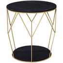 Tavolino da Soggiorno Contenitore in Metallo Ø45x48 cm  Nero e Oro