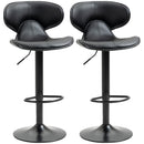 Set 2 Sgabelli Bar 45,5x46x89,5-109,5 cm con Schienale e Poggiapiedi e Similpelle Nero