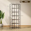 Libreria Angolare Stile Industriale a 7 Livelli 60x60x198 cm in Legno e Acciaio Marrone Rustico   