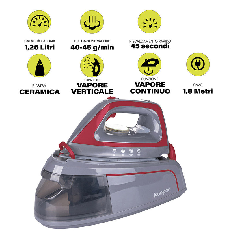 Ferro da Stiro con Caldaia 1,25 Litri 2400W Kooper  Rosso