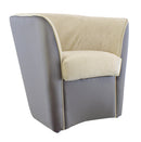 Poltroncina a Pozzetto 70x67x76 cm in Tessuto e Similpelle Marrone e Beige