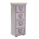 Cassettiera in Legno 4 Cassetti 29x22H71,5cm Demetra Cuore