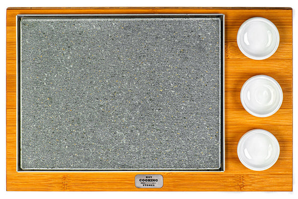 Lavastein 20x25 cm mit Schalen und Bambusholzständer prezzo