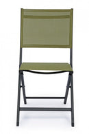 Set 4 Sedie Pieghevole da Giardino 47x57x88h cm Elin Antracite e Verde 