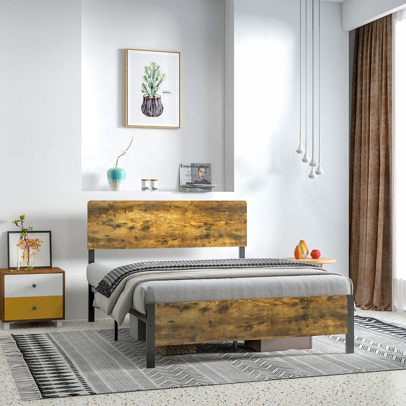 Struttura Letto Matrimoniale 149x207x104 cm in Truciolato con Testiera e Pediera Marrone