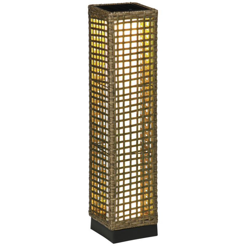 Lampada Solare da Giardino con Pannello di Ricarica 15,5x15,5x69 cm in Acciaio e Rattan Nero e Marrone