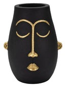 Vaso Tribal 24x31x22 cm in Poliresina Nero/Oro