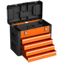 Cassetta Porta Attrezzi 49,7x25,3x40,7 cm con 4 Cassetti e Scomparto Superiore in Acciaio e Plastica Arancione e Nero      
