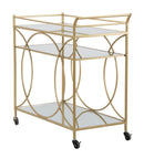 Carrello Infinity 80x40x80 cm in Ferro MDF e Specchio Oro