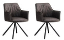 Set 2 Sedie Girevoli con Braccioli 59.5x61x84 cm in Poliestere Breval Grigio
