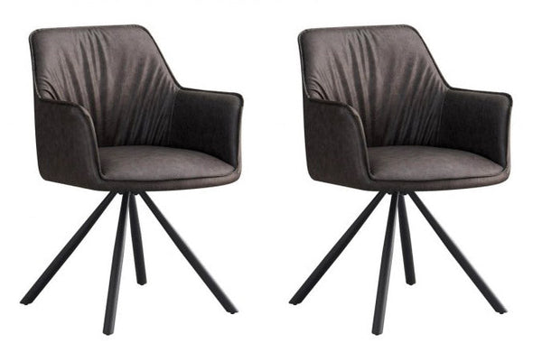 Set 2 Sedie Girevoli con Braccioli 59.5x61x84 cm in Poliestere Breval Grigio sconto