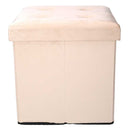Pouf Contenitore Pieghevole 38x38xh38 cm in Velluto Crema