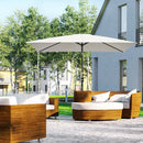Ombrellone Rettangolare 2x3 m Pieghevole e Regolabile in Alluminio e Poliestere Bianco Crema   