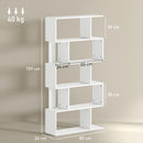 Libreria Asimmetrica a S a 5 Livelli 80x24x159 cm in Legno Bianco   