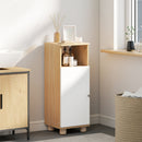 Mobiletto Bagno Salvaspazio 30x30x79,7 cm Rivestimento in Melamina Bianco e Legno   