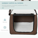 Trasportino per Cani e Gatti Pieghevole 70x51x59 cm in Tessuto Oxford Marrone
