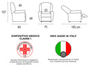 Poltrona Alzapersona Elettrica 2 Motori 75x107x84 cm in Tessuto Dispositivo Medico 1 Marrone