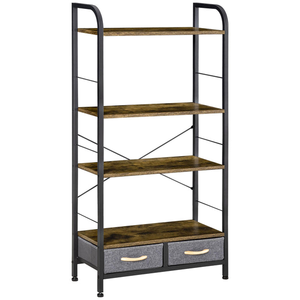 prezzo Bücherregal 4 Regale 2 Schubladen 64 x 27,5 x 121 cm aus Stahl und Spanplatte