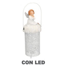 Lanterna metallo resina bianco con led angelo cm Ø11xh28/33