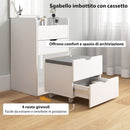 Tavolo da Trucco 3 in 1 con Specchio 50x40x78 cm Vano 2 Cassetti e Sgabello in Legno Bianco      