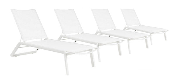 acquista Set 4 Lettini Prendisole da Giardino 67x194x95h cm Cruise con Ruote Bianco