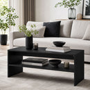 Tavolino da Caffè Moderno a 2 Livelli 100x40x41,5 cm con Ripiano Aperto in Truciolato Nero      