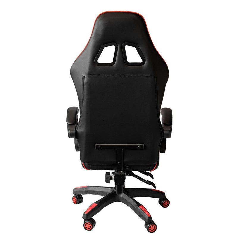 Sedia da Gaming Ergonomica 64x53x122-133 cm con Poggiapiedi in Similpelle Rossa