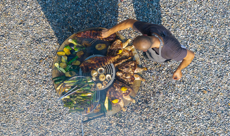 Barbecue a Legna Ø60x66 cm Azalea in Acciaio Effetto Ruggine