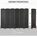 Paravento Divisorio da Interni Pieghevole a 6 Pannelli Intrecciato 240x170 cm in Polipropilene Nero      