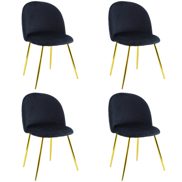 prezzo Set mit 4 Stühlen 50 x 45 x 80 cm aus samtigem Stoff mit schwarzgoldenen Füßen