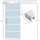 Porta Scorrevole Vetrata 102,5x205 cm Satinata a Strisce Trasparenti 