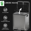 Pattumiera a Pedale 2 Sezioni da 20L 45,8x36x51,6 cm in Acciaio Inox e PP  