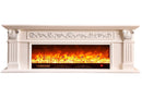 Camino Elettrico da Pavimento 70x200x33 cm Effetto Fiamma 1500W Poseidon Bianco